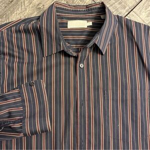 Mens Vince Stripe Button Down Long Sleeve Dress Shirt Size‎ Large